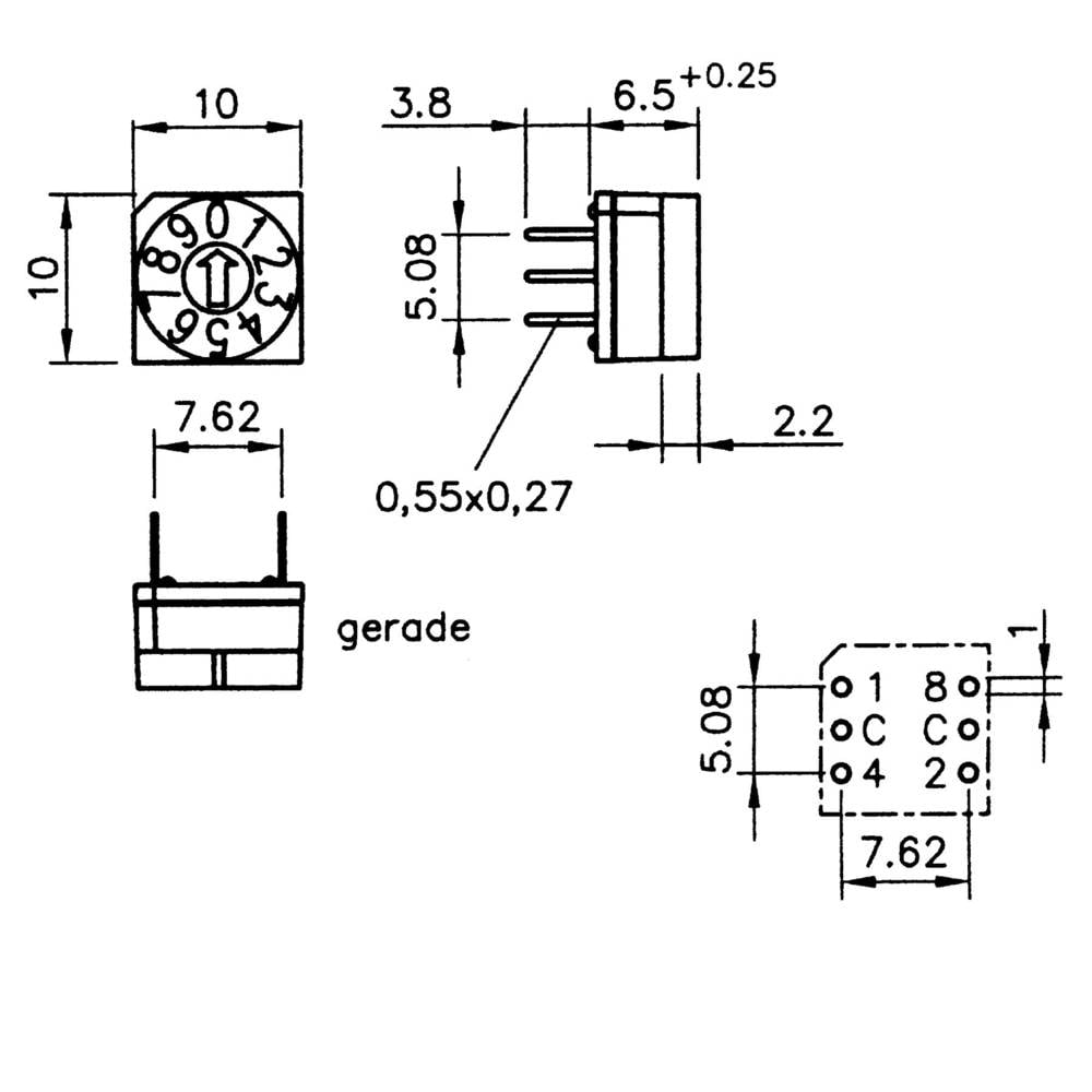 Hartmann P65 101 Rotary Code Switch PT65 With DIP Pattern Setting slot/straight ≤ 0.15 A