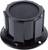 A black, cylindrical rotary knob with a rounded top and a knurled grip for easy handling.