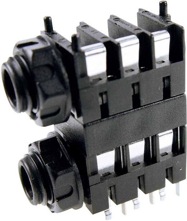 Cliff FCR1124 6.35 mm audio jack Socket, horizontal mount Number of pins: 3 Stereo Blue 1 pc(s)