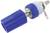 Blue banana plug with metallic contact, insulating handle, and securing screw. Suitable for electrical connections.