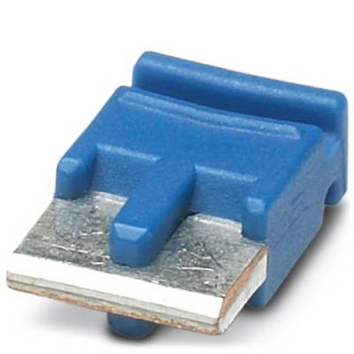A blue electric connector with a metal contact.