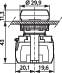 Technical drawing of a machine component, showing complex mechanical structures with dimensions and technical details.