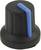 Black rotary knob with blue marking line.