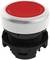 Red push button with white border on a black base, commonly used for emergency stops or machine controls.