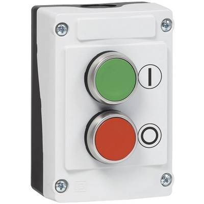 Two push buttons in one housing: green start button on top, red stop button at the bottom.