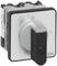 'Rotary switch with a black handle positioned at 0, next to position 1. Square design with marked positions.'