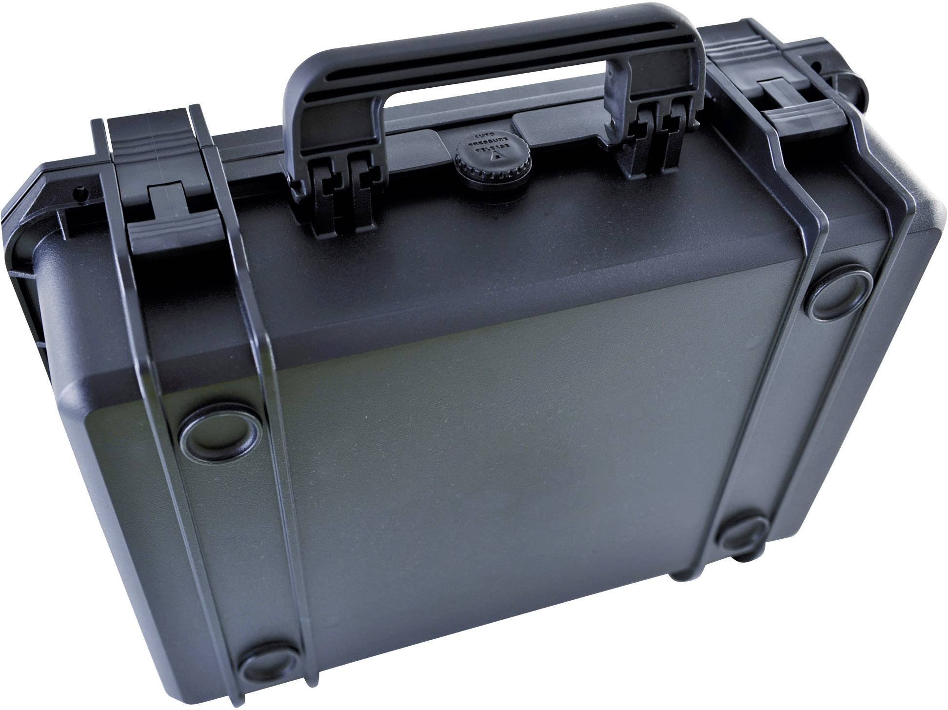 Black, robust protective case with carry handle, perfect for securely transporting delicate equipment or personal accessories.