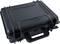 Black, sturdy, rectangular case with handle and locks, suitable for security or transport purposes.