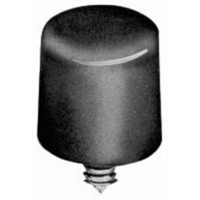Black, cylindrical opaque glass object with a silver thread at the base, possibly a light bulb attachment.<br><br>Note: While the translation is accurate, the description sounds like a professional or technical description of an object in British English.