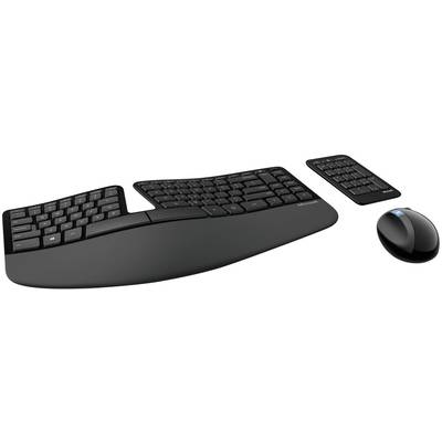 Microsoft Sculpt Ergonomic Desktop Radio Keyboard and mouse set Ergonomic German, QWERTZ Black