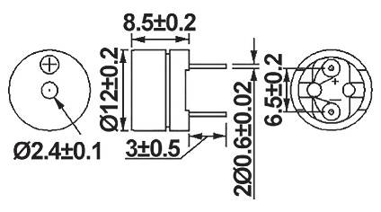 Technical drawing of two components with dimensions and annotations. Top: Cross-section and view of a circular opening. Bottom: Comparable component with additional lines.