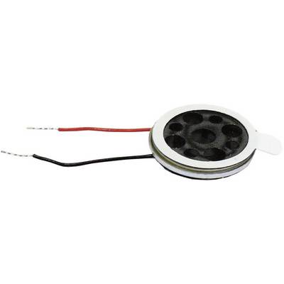 Round mini-speaker with black and red cable, suitable for electronic projects and small audio applications.
