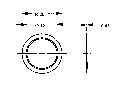 Technical drawing of a circular object with diameter and height specifications. Shows two views with different measurements.