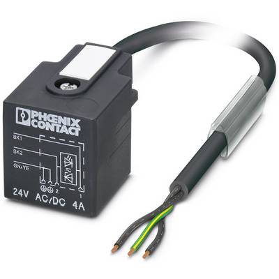 'Black and yellow relay from Phoenix Contact, 24V AC/DC, 4A, with three wires.'