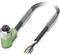 A green, right-angled plug cable with four cores and an open end. Suitable for industrial applications.