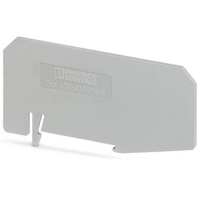 Plastic partition with inscription 'PHOENIX CONTACT Type ATP-QTC-TWIN', used for electrical isolation in terminal blocks.