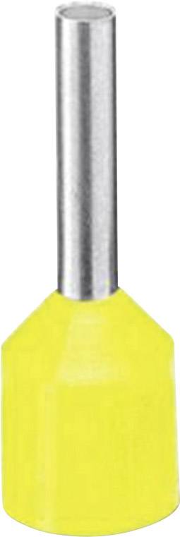 A yellow cable end ferrule with a metallic shaft, used for securely connecting cable ends in electrical installations.