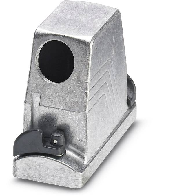 Metal holder for carpet profile, rectangular, silver-coloured, with black clip on the underside.