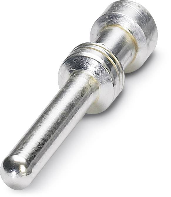 A silver metal component with a cylindrical shape and a knurled end, possibly a bolt or connector.