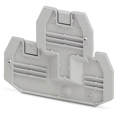 Grey plastic casing with multiple screw holes and ribbed structure, likely part of an electronic device or enclosure.