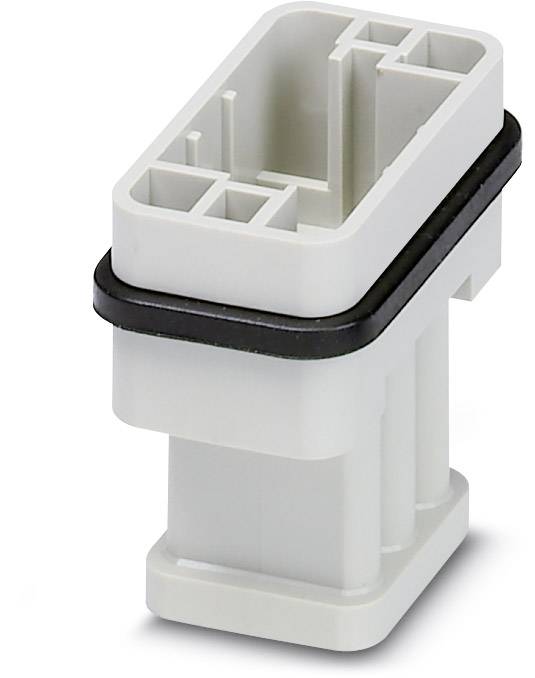 A rectangular, white plug connector with multiple compartments and a black seal, suitable for electrical connections.