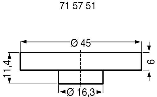 Technical drawing of a cylindrical metal part with dimensions: diameter 45 mm, total height 17.4 mm, lower diameter 16.3 mm.