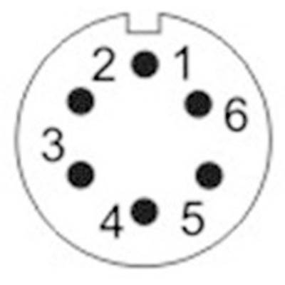 A round, numbered six-position (1-6) plug for electrical connections.