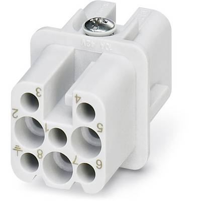A white plastic multi-socket block with eight numbered holes and a screw on top for mounting.