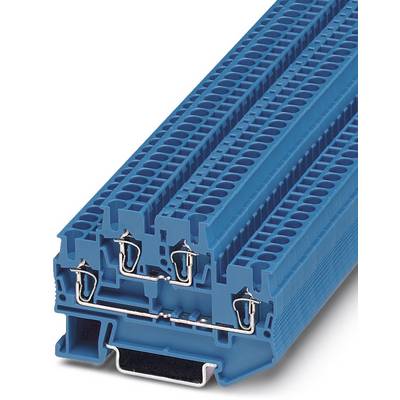 A blue terminal block module with multiple plug connections. It serves electrical distribution and organisation in control panels.