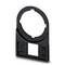 Black plastic mounting bracket, with a circular opening at the top and a rectangular cutout at the bottom.