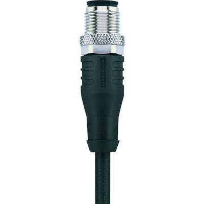 A black cable plug with a metallic thread and circular grooves for better grip.