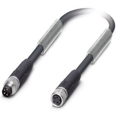 A black, curved cable with two round, multi-pin plugs at the ends, used for electronic connections.