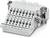 A white electrical plug connector with numbered slots from 1 to 16, used for industrial applications.