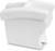 A white, two-part plastic dessert bowl with rounded edges, suitable for serving dishes in two compartments.