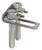 Two silver countersunk screws with a metal mounting bracket affixed to them. Ideal for electrical installations.