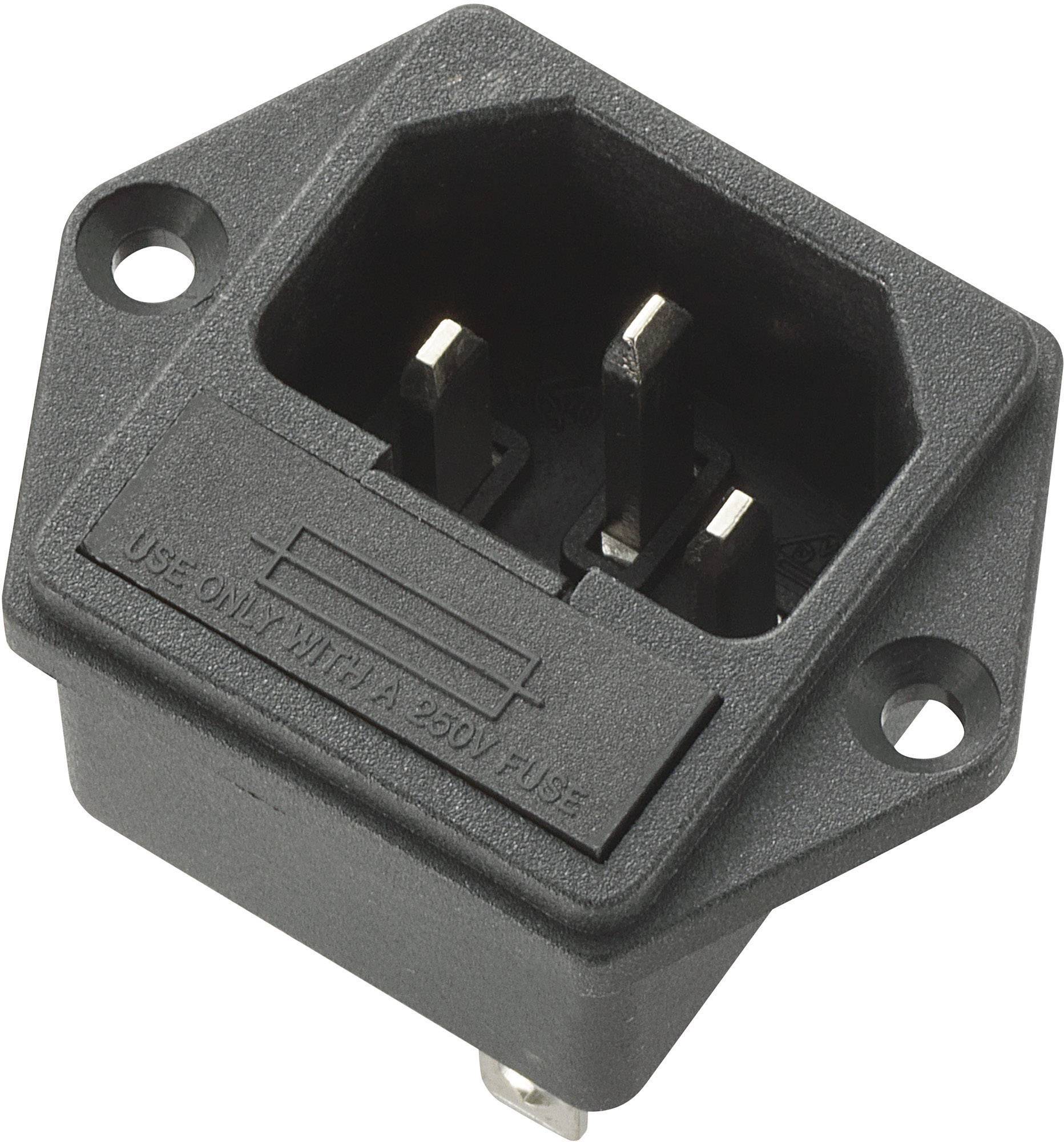 TRU COMPONENTS 717133 IEC connector Plug, vertical mount Total number of pins: 3 10 A Black 1 pc(s)-0