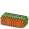 Green and orange multi-pin electrical connector, suitable for use in electrical circuits.