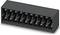 A black connector with multiple adjacent contacts, housed in a rectangular casing.