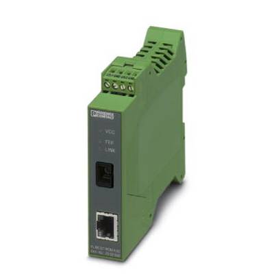 Green electronic module with Ethernet port, LED indicators, and ventilation slots, designed for industrial control applications.