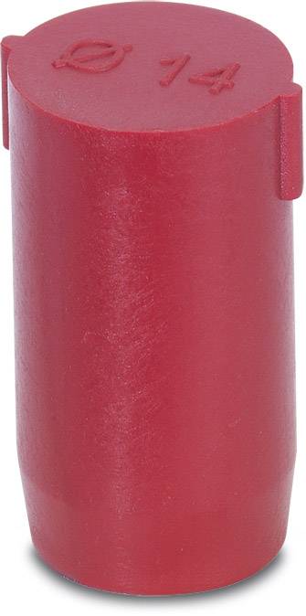 Red plastic cap with inscription '⌀14', possibly suitable for sealing or protecting tubes or rods.