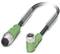 A green cable with a straight plug on one side and an angled plug on the other, specified for industrial applications.