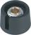 Black plastic rotary knob with metallic inner surface, used for controlling devices or machines.