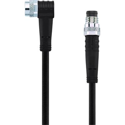 'A black, angled connection cable with a metallic plug, suitable for electrical or electronic devices.'