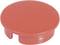 Red plastic stopper with a smooth, round surface and two small retaining clips for attachment.