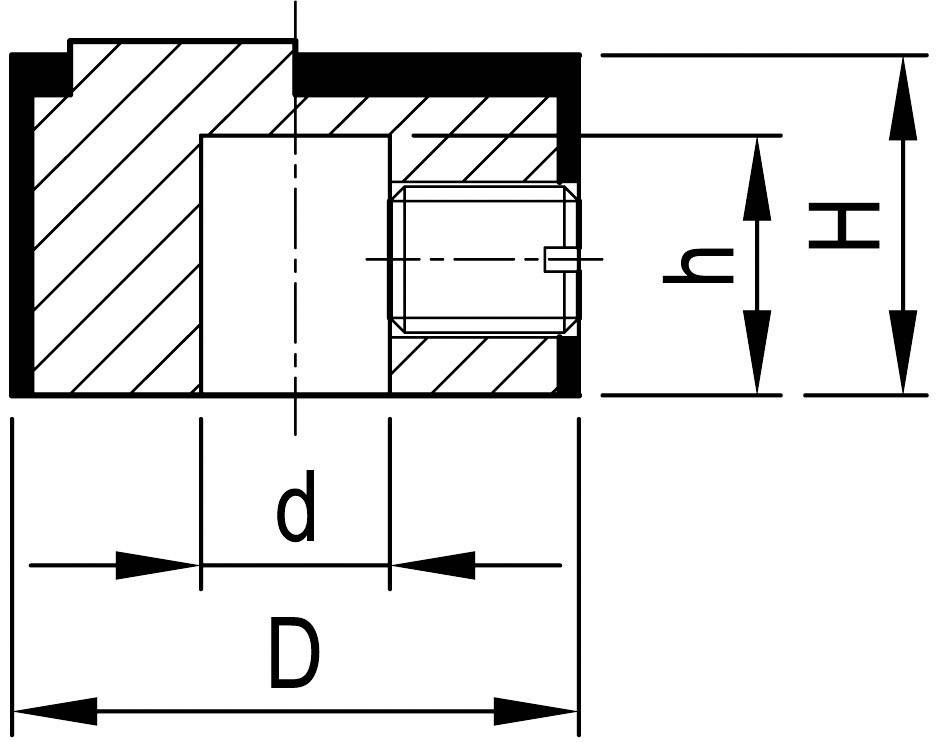 Technical drawing shows a cross-section of a bearing. Labelled with 'd', 'D', 'h', 'H', indicating the dimensions of the components.