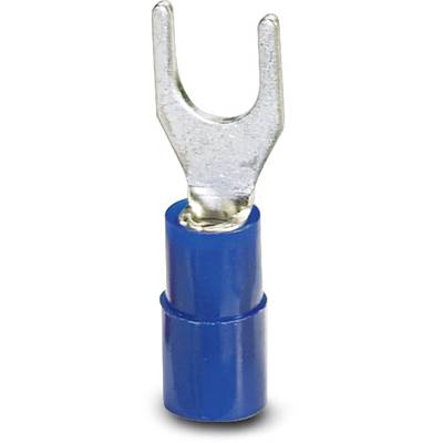 A blue spade terminal with a flat connector, suitable for electrical connections and cable connections in technical applications.