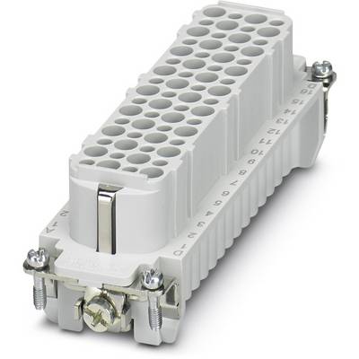 A rectangular, multi-pole connector with multiple contact points, often used in electrical device connections.