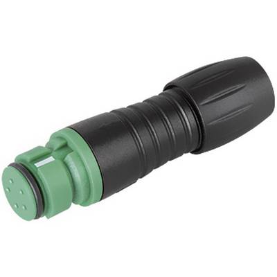 Socket, round, with a black handle and green end, in horizontal orientation. Suitable for electrical or computer technology applications.