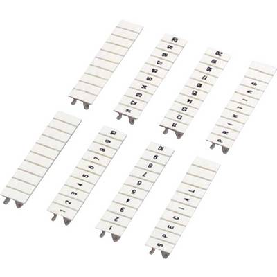 Plug-in marking labels in white, numbered from 1 to 50, for identifying cables or electrical connections.