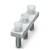 Metal terminal block with three transparent plastic covers and two mounting screws.
